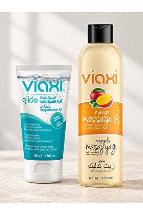 Glide Su Bazlı Kayganlaştırıcı Jel 50 ml + Mangolu Masaj Yağı 177 ml – İkili Masaj ve Konfor Seti