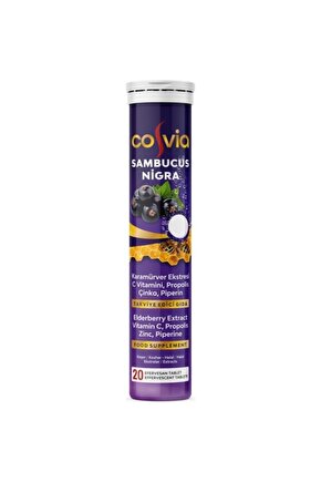 Sambucus Nigra 20 Efervesan Tablet, Kara Mürver Ekstresi + Propolis + C vitamini + Çinko + Piperin