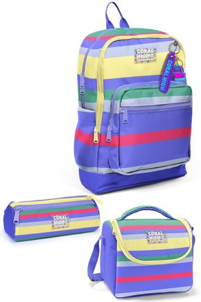 Kids Milka Gri Sarı Çizgi Desenli 3’lü Okul Çanta Seti SET0133202