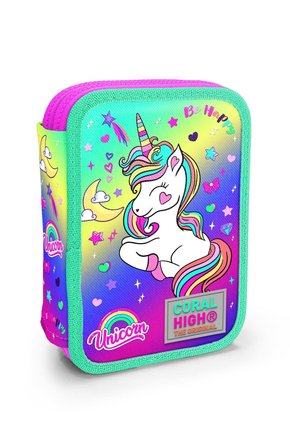 Kids Lavanta Su Yeşili Unicorn Desenli Çift Katlı Kalem Çanta 11129