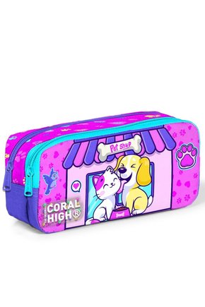 Kids Kedi Köpek Desenli İki Bölmeli Kalem Çantası 12079