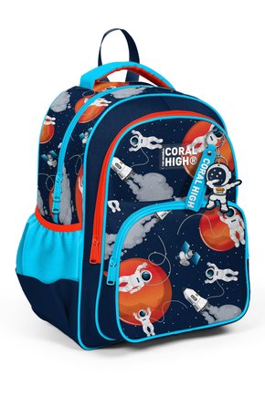 Kids Lacivert Mavi Astronot Desenli Üç Bölmeli Okul Sırt Çantası 23660