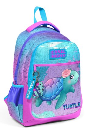 Kaplumbağa Desenli Açık Mavi-pembe Okul Çantası 23497