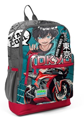 Gri Nefti Anime Motorsiklet Desenli Okul Sırt Çantası 23764