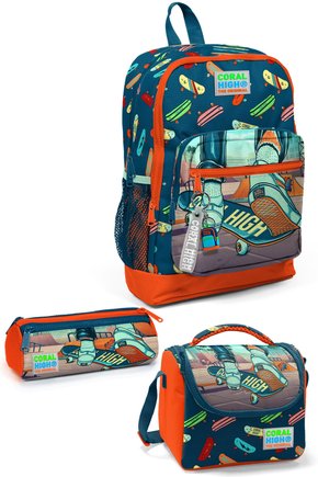 Kids Civit Neon Turuncu Kaykay Desenli 3’lü Okul Çanta Seti SET0123723