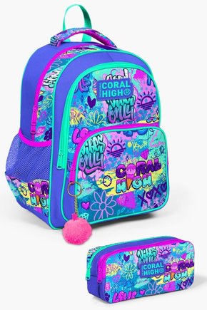 Kids Lavanta Su Yeşili Grafiti Desenli 2li Okul Çanta Seti SET0214414