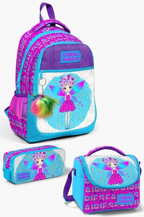 Kids Pembe Mavi Peri Desenli 3’lü Okul Çanta Seti SET0123484