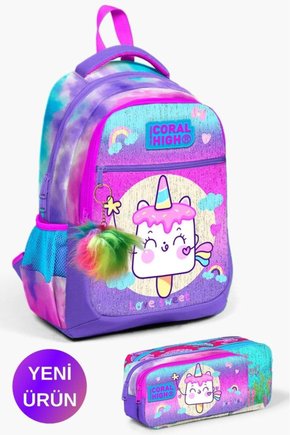 Kids Renkli Batik Unicorn Dondurma Desenli 2li Okul Çanta Seti GOSET0223480