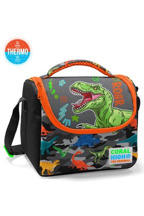 Kids Siyah Gri Dinozor Desenli Thermo Beslenme Çantası 11744