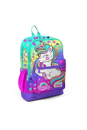 Kids Lavanta Su Yeşili Unicorn Desenli Dört Bölmeli Okul Sırt Çantası 23729