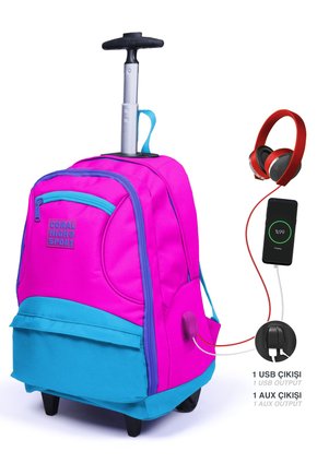 Sport Pembe Mavi Dört Bölmeli Usbli Çekçekli Sırt Çantası 23253