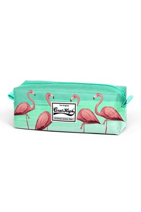 Su Yeşili Flamingo Desenli Kalem Çantası 22382