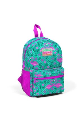 Minik Yuva Sırt Çantası Su Yeşili Pembe Flamingo Desenli Iki Bölmeli 23512