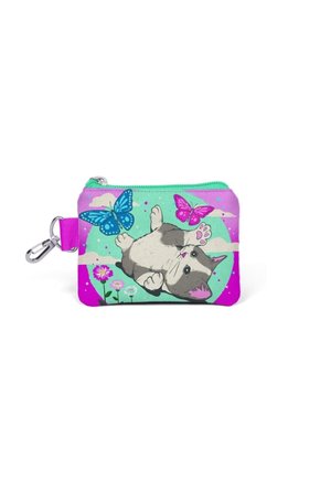 Kids Su Yeşili Pembe Kedi Desenli Bozuk Para Çantası 21807