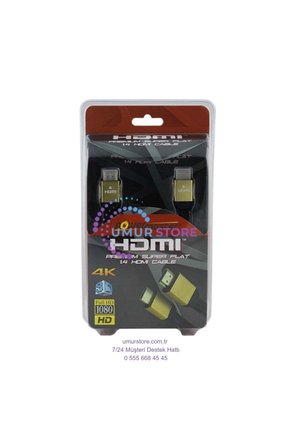 1.8 Metre 3D 4K Uyumlu 1.4 V Gold Yassı Örgülü Hdmı Kablo