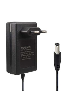 21 Volt - 2 Amper 5.5*2.5 Mm Uçlu Kırmızı Yeşil Ledli Priz Tipi Şarjlı Matkap Adaptörü