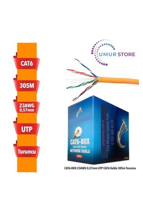Cat6-Box 23AWG 0,57MM Utp Cat6 Kablo 305M Turuncu