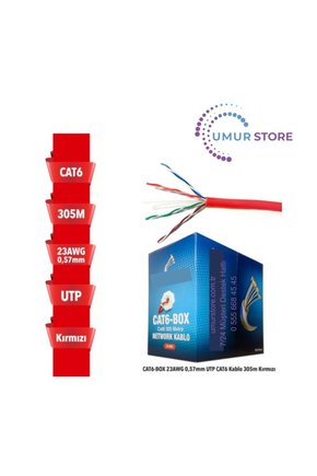 Cat6-Box 23AWG 0,57MM Utp Cat6 Kablo 305M Kırmızı