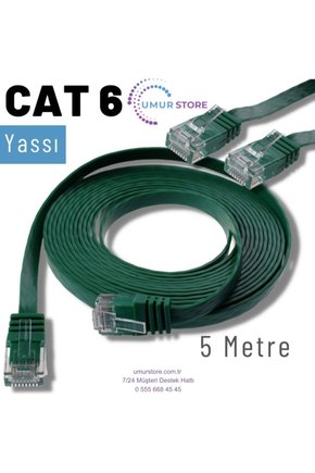 5 Metre Cat6 Kablo Yassı Ethernet Network Lan Ağ Internet Kablosu