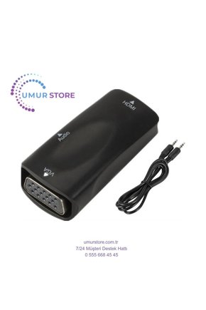 HDMI To VGA Monitör Ses Destekli Çevirici Dönüştürücü Adaptör Dişi-Dişi