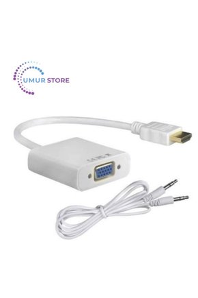 HDMI To VGA Dönüştürücü Çevirici Kablo Adaptör Görüntü Ses Destekli