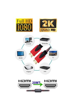 20 Metre Örgülü HDMI Kablo - 20 Metre HDMI to HDMI Kablo Örgülü Form 1.4V
