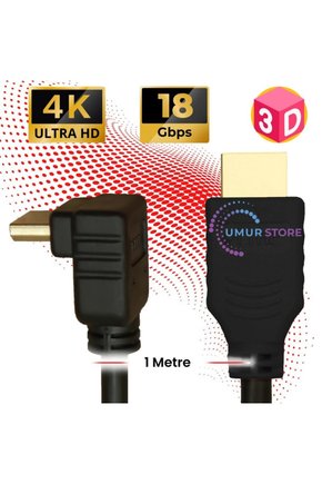 HDMI 2.0 4K Ultra Hd 60 Hz L Tipi Ses ve Görüntü Aktarım Kablosu 1 Metre