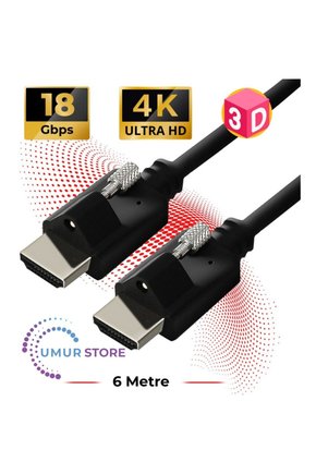 Vidalı HDMI 2.0 4K Ultra Hd 60 Hz Ses ve Görüntü Aktarım Kablosu 6 Metre
