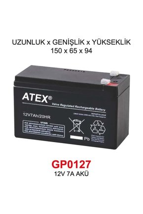12V 7A AKÜ - UZUNLUK x GENİŞLİK x YÜKSEKLİK 150 x 65 x 94