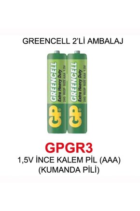1,5V İNCE KALEM PİL (AAA) (KUMANDA PİLİ) - GREENCELL 2’Lİ AMBALAJ