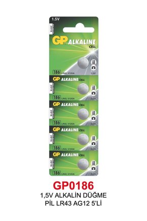 ,5V ALKALİN DÜĞME PİL LR43 AG12 5Lİ