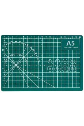 A5 Kesme Matı 22x15 cm Kılavuz Çizgili Yeşil Hobi ve Maket Kesim Tablası