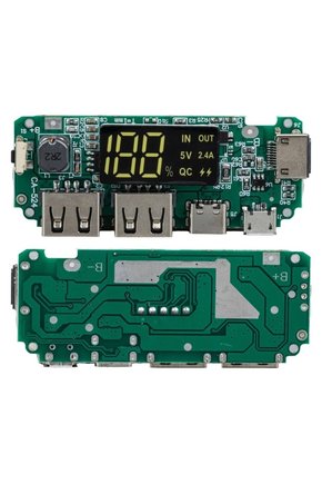 Dijital Ekranlı Çift USB 5V 2.4A Type-C ve MicroUSB Powerbank Modülü