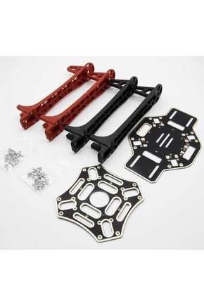 F450 PCB Kartlı Quadcopter Drone Gövde Kiti Kırmızı Siyah Kol