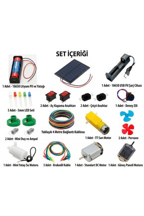 18650 Pilli Profesyonel Okul Deney Seti: SeriParalel Devre, Solar ve Su Motoru Kiti