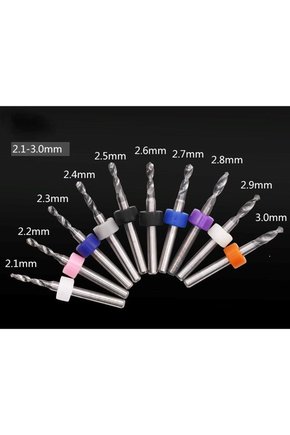 Karbid Mikro Matkap Uç Seti 2.1-3.0mm 10’lu PCB CNC Delme Uçları - Tungsten Karbid 3.175mm Sap