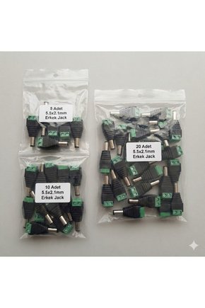 5 Adet 2.1mm Klemensli Erkek DC Power Jack - Lehim Gerektirmeyen CCTV Kamera ve Şerit Led Adaptör