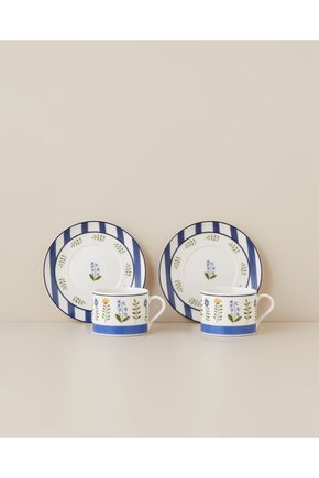 Lora Flora Porselen 4 Parça 2 Kişilik Kahve Fincan Takımı 110 ml Renkli