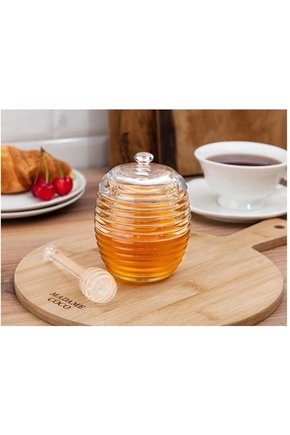 Lorenzo Kaşıklı Cam Bal Kavanozu 240ml 3 ayrı çızgili mod