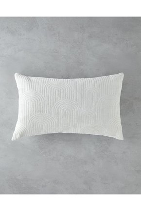 Deluxe Jakarlı Dekoratif Kırlent 35x55 cm Ekru