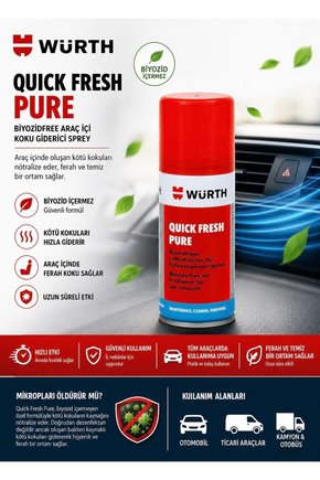 Quick Fresh Pure Araç İçi Koku Giderici Sprey 100 ml - Koku Bombası