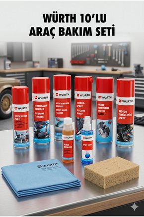 10 Parça Profesyonel Araç İçi ve Dışı Detaylı Temizlik Bakım Seti (Motor, Cam, Torpido, Koku)