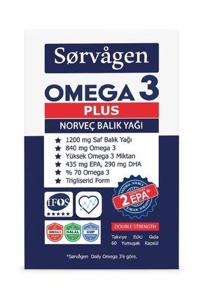 Omega 3 Plus Saf Norveç Balık Yağı, 60 Kapsül, 1200mg