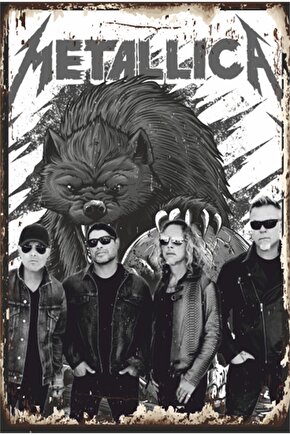 Metallica Müzik Grubu Rock Metal Müzik Retro Ahşap Poster