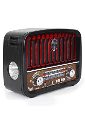 Bluetooth Hoparlör Şarjlı Müzik Çalar Usb Sd Kart Fm Fener Nostaljik Radyo