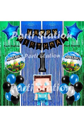 Minecraft Balon Set 1 Yaş Minecraft Oyun Konsept Doğum Günü Parti Balon Set Minecraft Doğum Günü