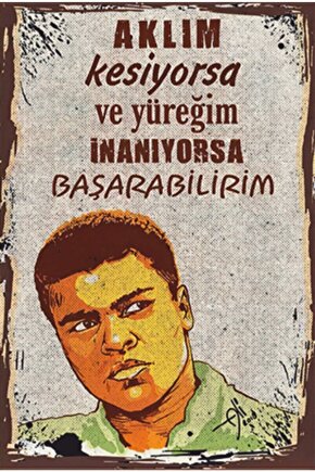 Muhammet Ali Motivasyon Sözleri Retro Ahşap Poster