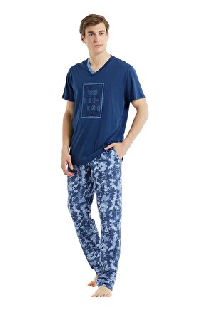 Erkek Pijama Takımı 30827 - Mavi