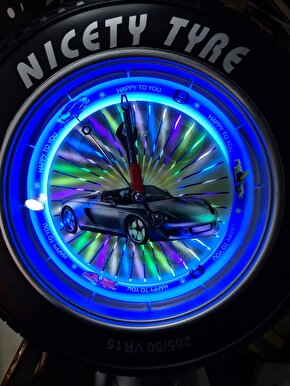 Lastik Led Işıklı Duvar Saati