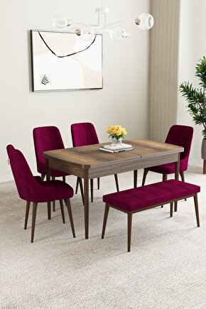 Clara Barok Desen 80x132 Açılabilir Mutfak Masası Takımı 6 Adet Sandalye